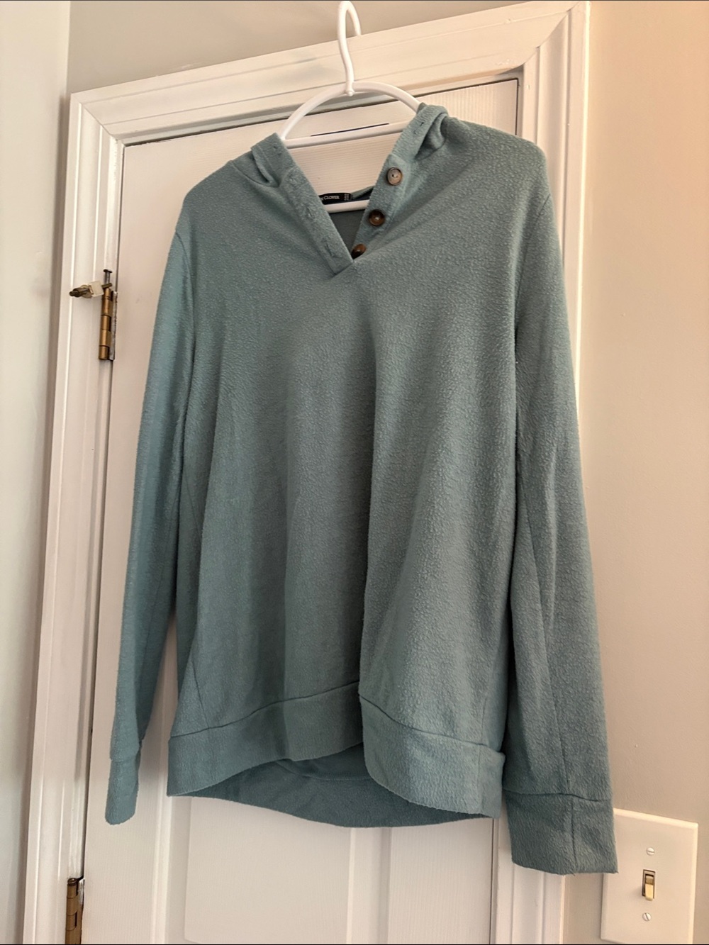 Cozy Hooded Pullover Sweatshirt in Seafoam Blue